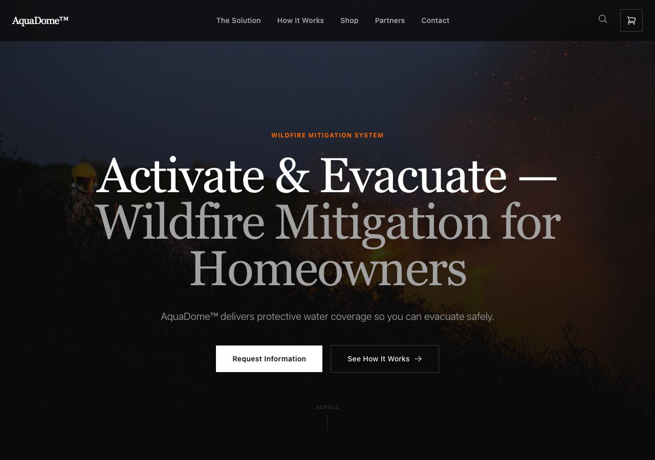 AquaDome desktop homepage preview
